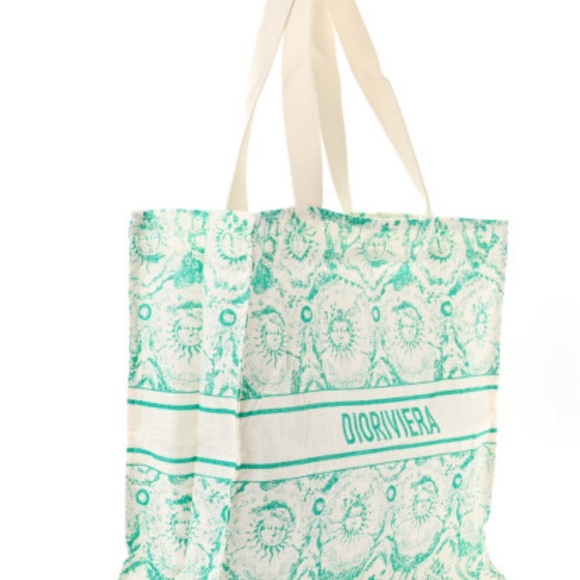 Brand New Canvas Dioriviera Toile de Jouy Soleil Tote Aquamarina - Picture 1 of 4
